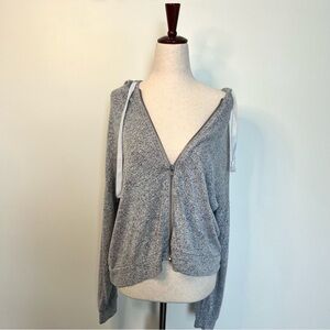 Forever 21 Light Grey Zip-Up Hooded Sweatshirt